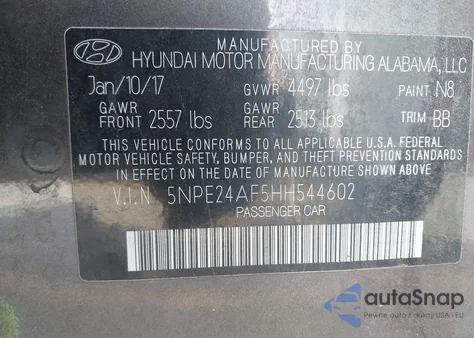 2017 Hyundai Sonata from USA, damaged, VIN 5NPE24AF5HH544602